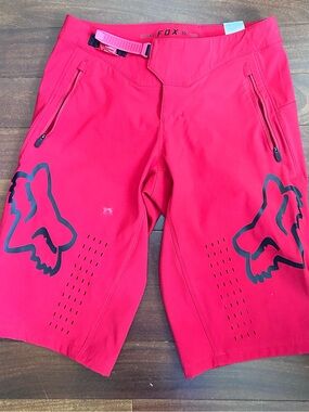 Fox Defend Bright Red Mountain Bike Shorts with Black Logos